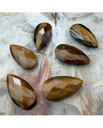 Zawieszka kamień naturalny Tygrysie oko łezka fasetowana 25x13mm