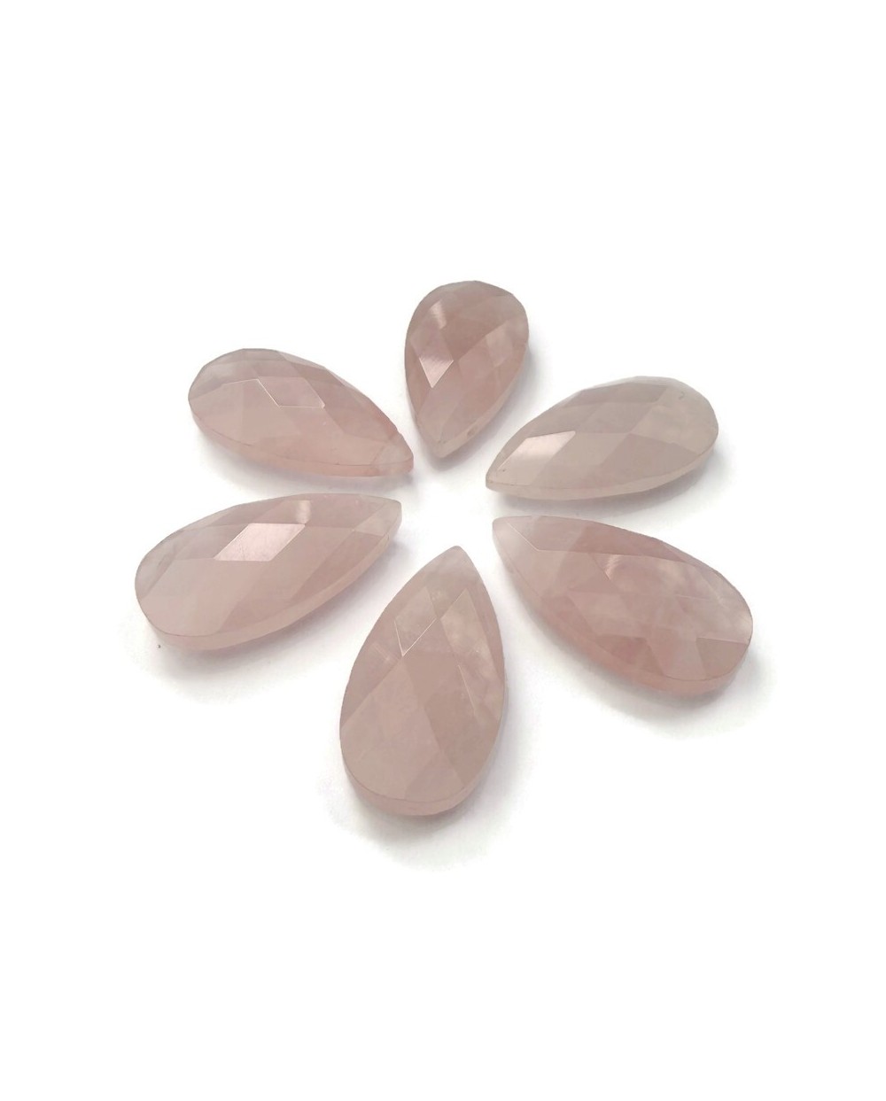 Zawieszka kamień naturalny Kwarc Różowy łezka fasetowana 25x13mm