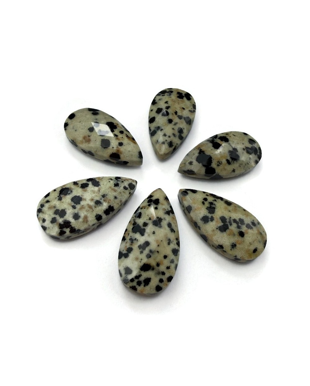 Zawieszka kamień naturalny Jaspis Dalmatyńczyk łezka fasetowana 25x13mm