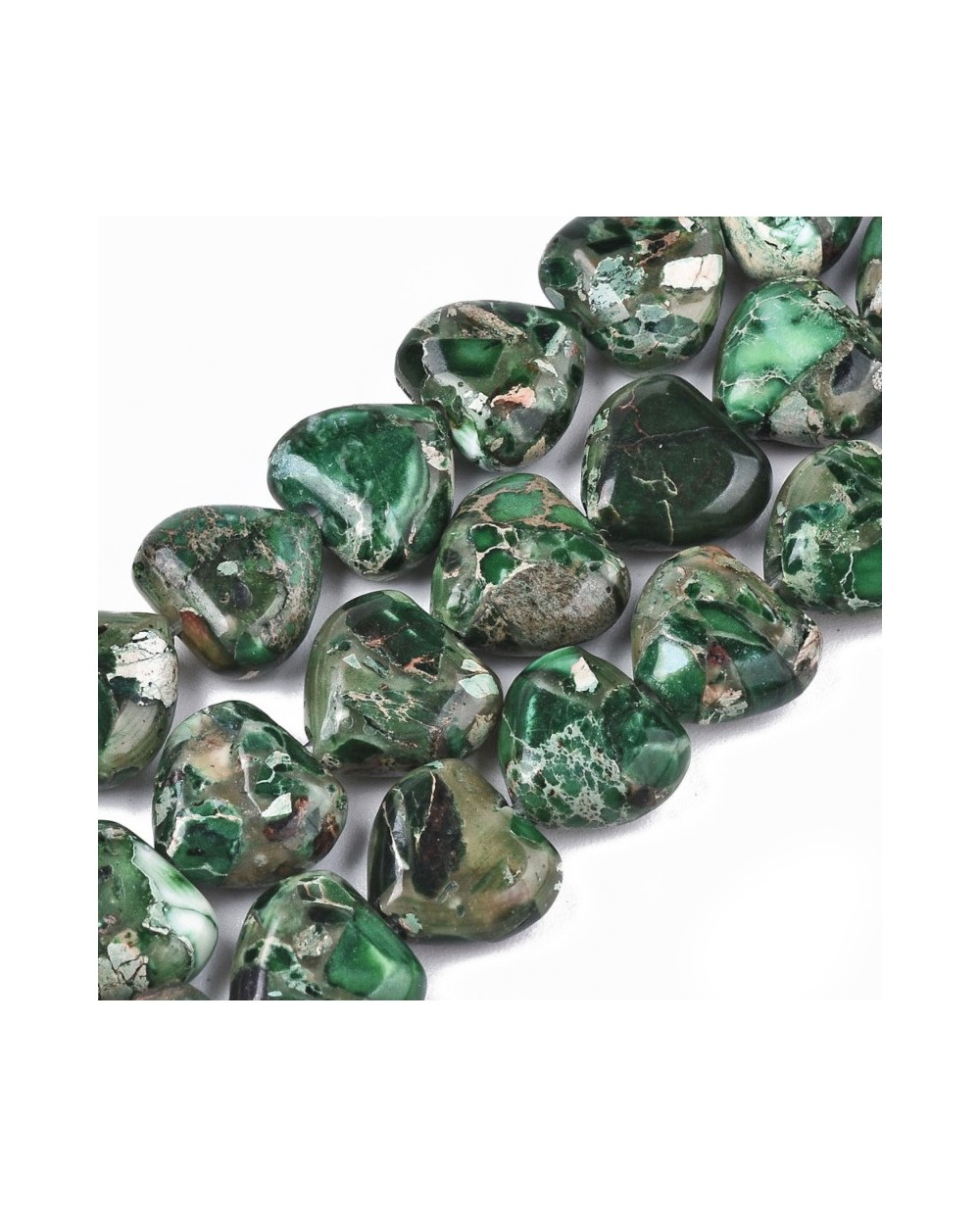 Kamień naturalny Jaspis Cesarski serce ok 9x10mm sznurek zielony
