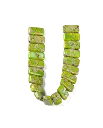 Kamień naturalny Jaspis Cesarski prostokąt 2 otwory ok 20x10x6mm sznurek jasno zielony