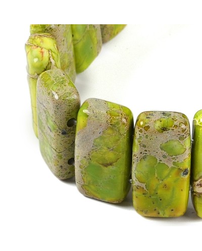 Kamień naturalny Jaspis Cesarski prostokąt 2 otwory ok 20x10x6mm sznurek jasno zielony