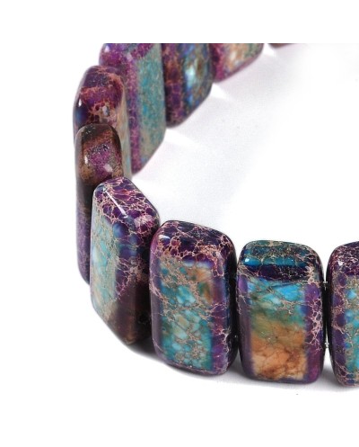 Kamień naturalny Jaspis Cesarski prostokąt 2 otwory ok 20x10x6mm sznurek fiolet z turkusem