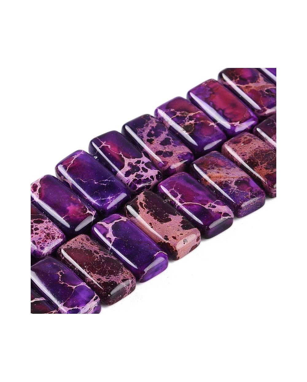 Kamień naturalny Jaspis Cesarski prostokąt 2 otwory ok 20x10x6mm sznurek fiolet