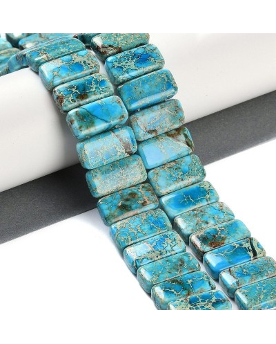 Kamień naturalny Jaspis Cesarski prostokąt 2 otwory ok 20x10x6mm sznurek turkus
