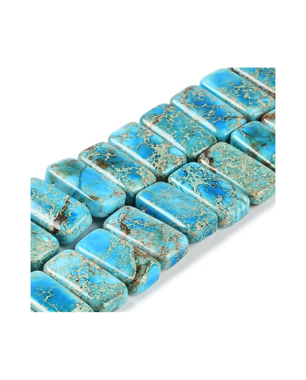 Kamień naturalny Jaspis Cesarski prostokąt 2 otwory ok 20x10x6mm sznurek turkus