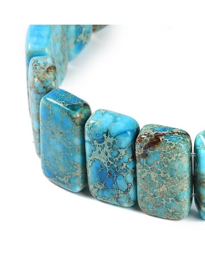 Kamień naturalny Jaspis Cesarski prostokąt 2 otwory ok 20x10x6mm sznurek turkus