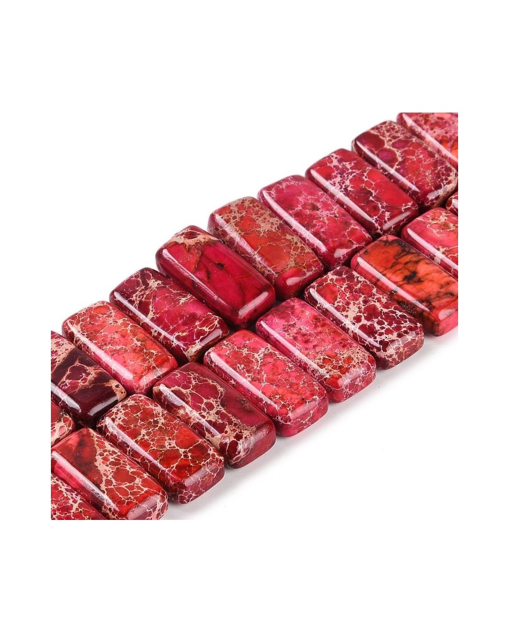 Kamień naturalny Jaspis Cesarski prostokąt 2 otwory ok 20x10x6mm sznurek czerwony