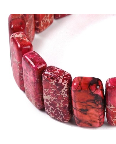 Kamień naturalny Jaspis Cesarski prostokąt 2 otwory ok 20x10x6mm sznurek czerwony