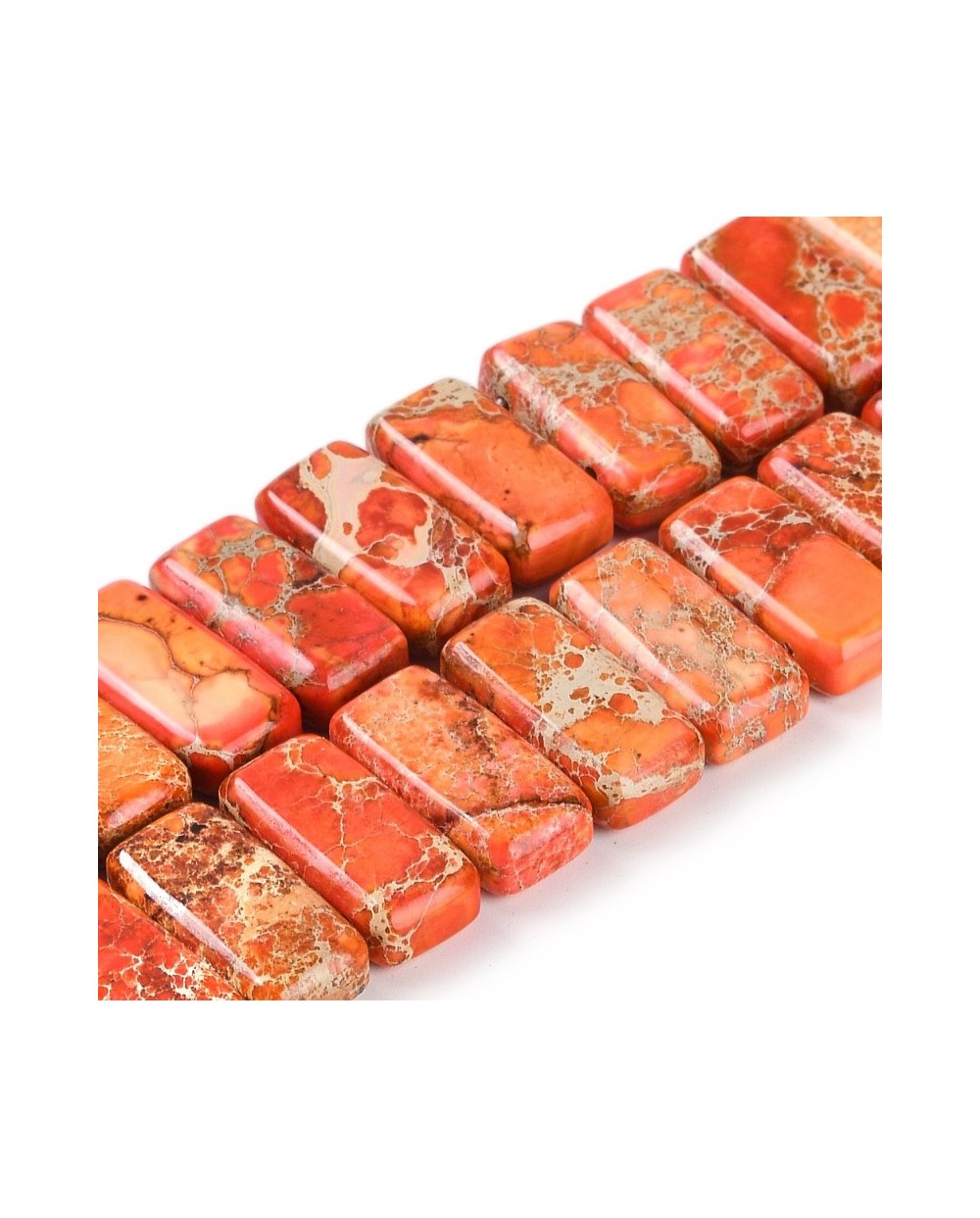 Kamień naturalny Jaspis Cesarski prostokąt 2 otwory ok 20x10x6mm sznurek pomarańcz