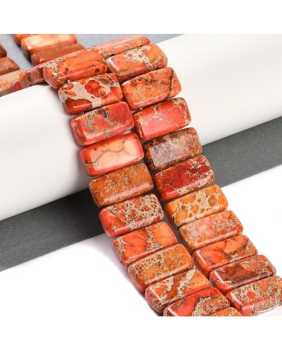 Kamień naturalny Jaspis Cesarski prostokąt 2 otwory ok 20x10x6mm sznurek pomarańcz