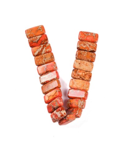 Kamień naturalny Jaspis Cesarski prostokąt 2 otwory ok 20x10x6mm sznurek pomarańcz