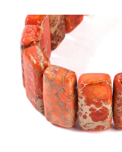 Kamień naturalny Jaspis Cesarski prostokąt 2 otwory ok 20x10x6mm sznurek pomarańcz