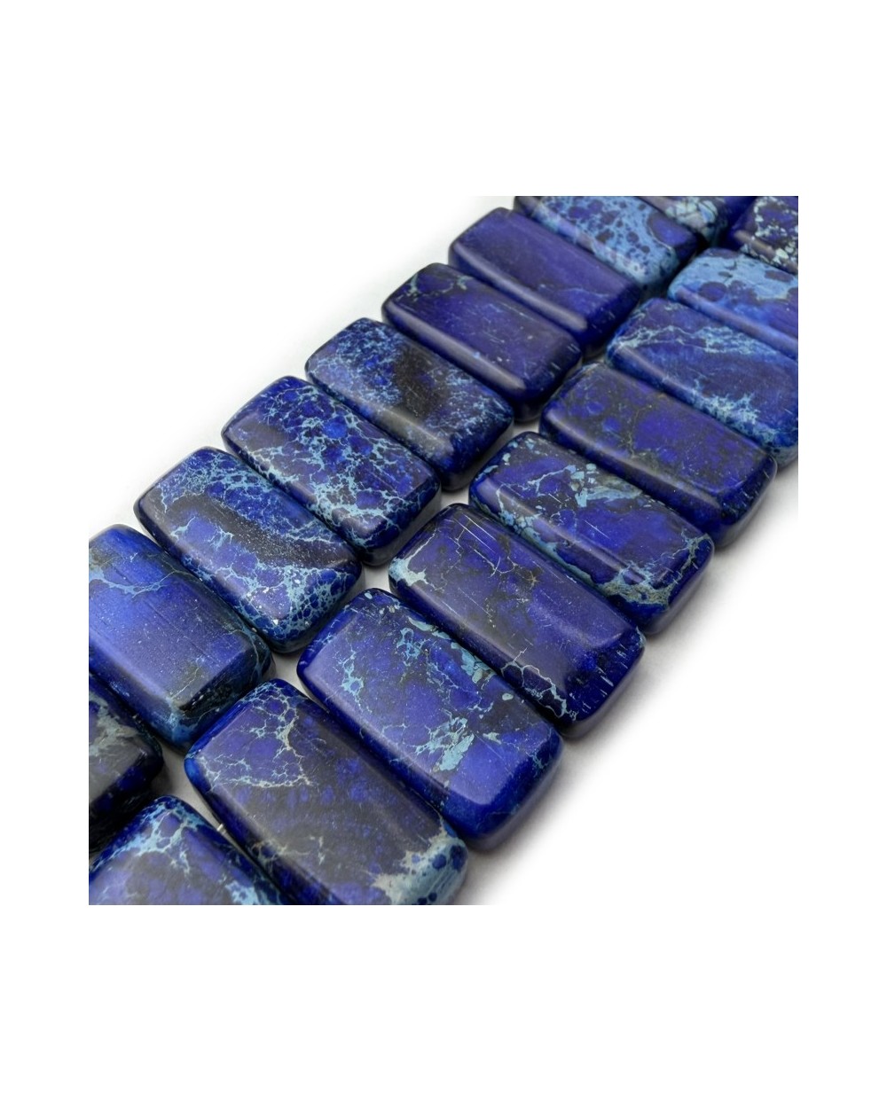 Kamień naturalny Jaspis Cesarski prostokąt 2 otwory ok 20x10x6mm sznurek ciemno niebieski