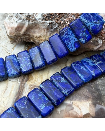 Kamień naturalny Jaspis Cesarski prostokąt 2 otwory ok 20x10x6mm sznurek ciemno niebieski