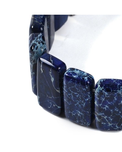 Kamień naturalny Jaspis Cesarski prostokąt 2 otwory ok 20x10x6mm sznurek ciemno niebieski
