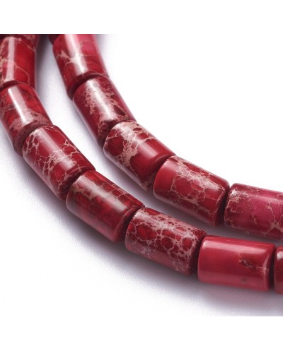 Kamień naturalny Jaspis Cesarski walec ok 6x8mm sznurek czerwony