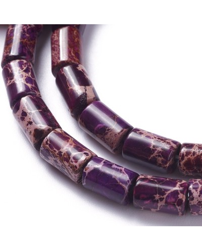 Kamień naturalny Jaspis Cesarski walec ok 6x8mm sznurek fiolet