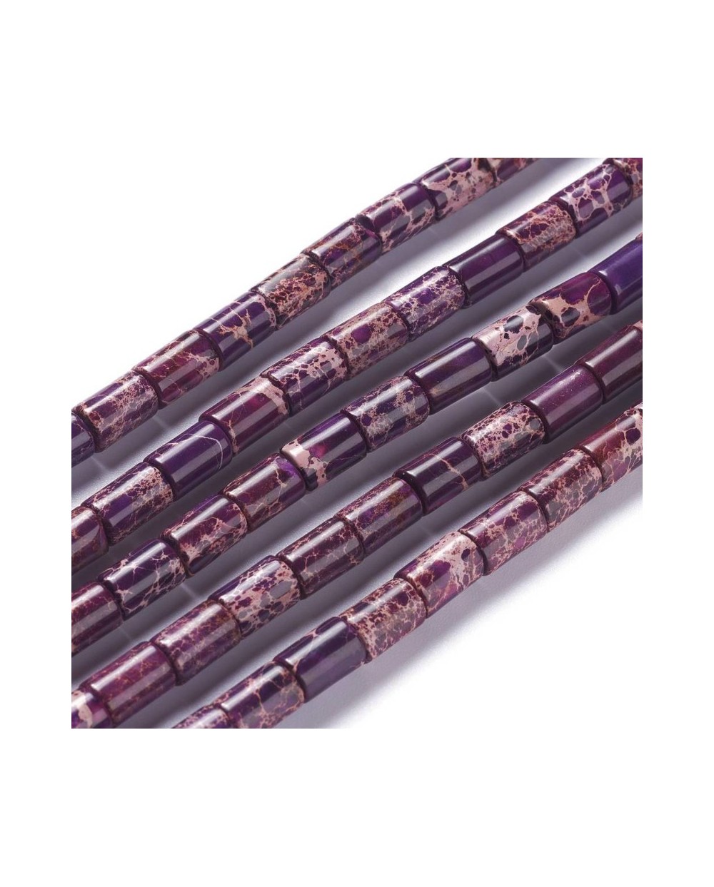 Kamień naturalny Jaspis Cesarski walec ok 6x8mm sznurek fiolet