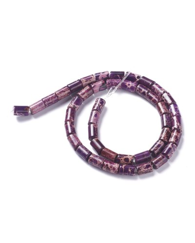 Kamień naturalny Jaspis Cesarski walec ok 6x8mm sznurek fiolet