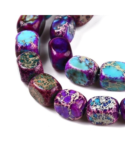 Kamień naturalny Jaspis Cesarski bryłka ok 7x5mm sznurek fiolet z błękitem