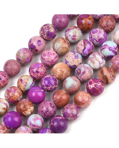 Kamień naturalny Jaspis Cesarski kulka gładka ok 6mm sznurek fiolet z błękitem