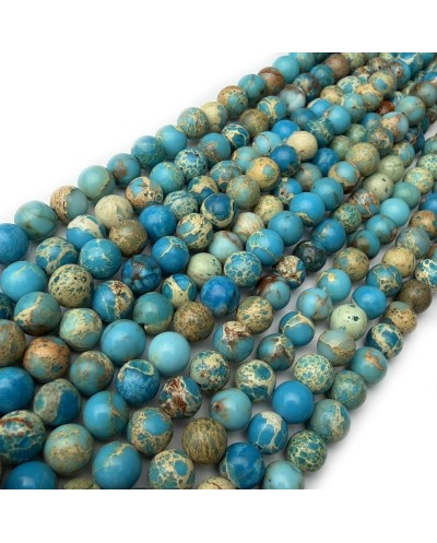 Kamień naturalny Jaspis Cesarski kulka gładka ok 6mm sznurek turkusowy