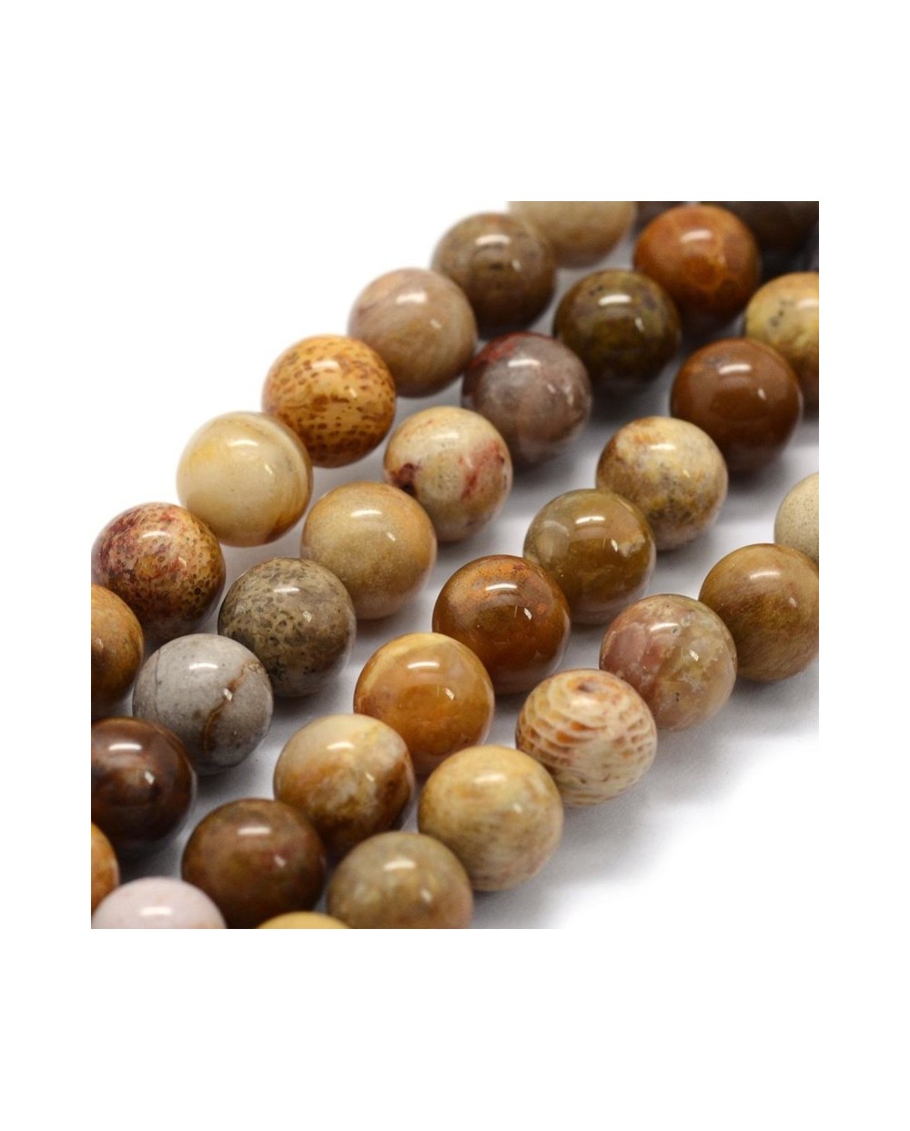 Kamień naturalny Kamień Rzeczny kulka gładka ok 8mm sznurek mix brązowy