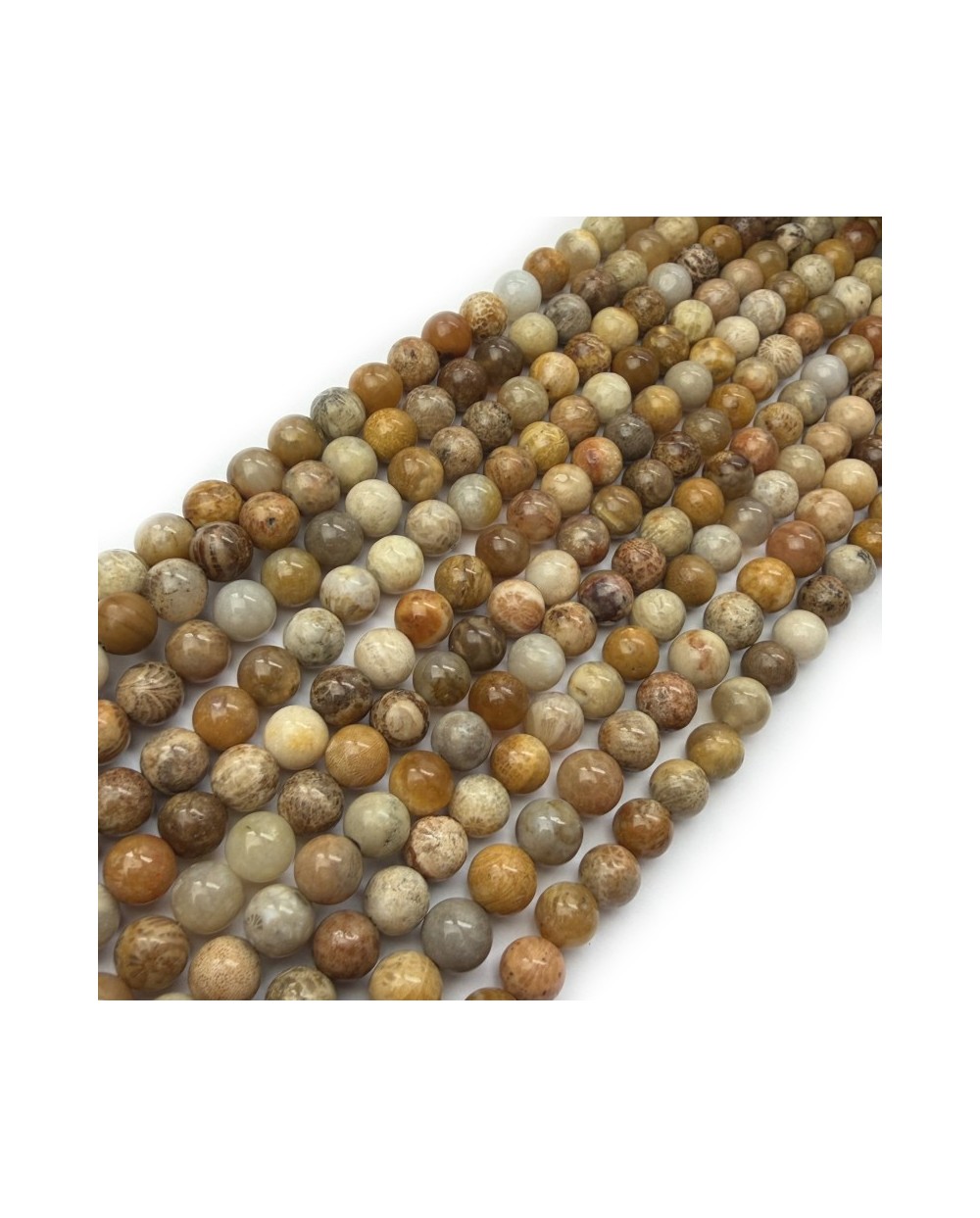 Kamień naturalny Kamień Rzeczny kulka gładka ok 6mm sznurek mix brązowy