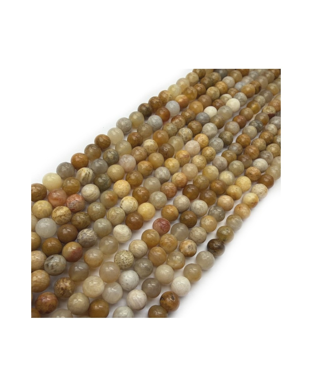 Kamień naturalny Kamień Rzeczny kulka gładka ok 4mm sznurek mix brązowy