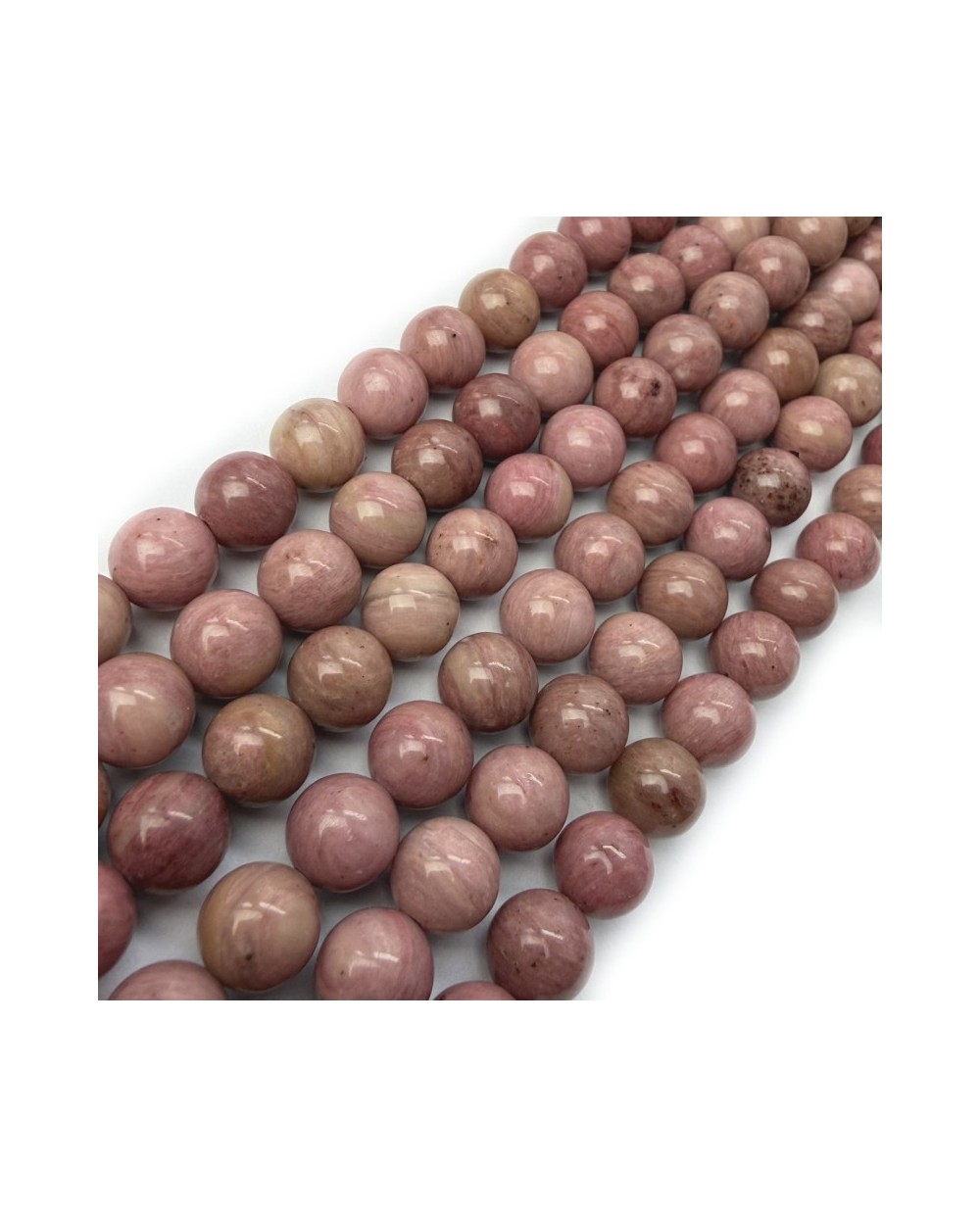 Kamień naturalny Rodonit kulka gładka 8mm mix róż sznurek