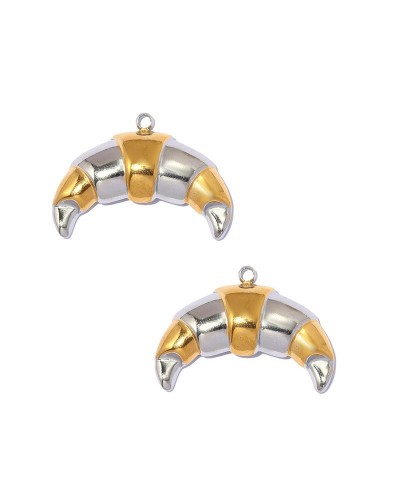 Zawieszka rogal 28x19mm stal nierdzewna złota i srebrna