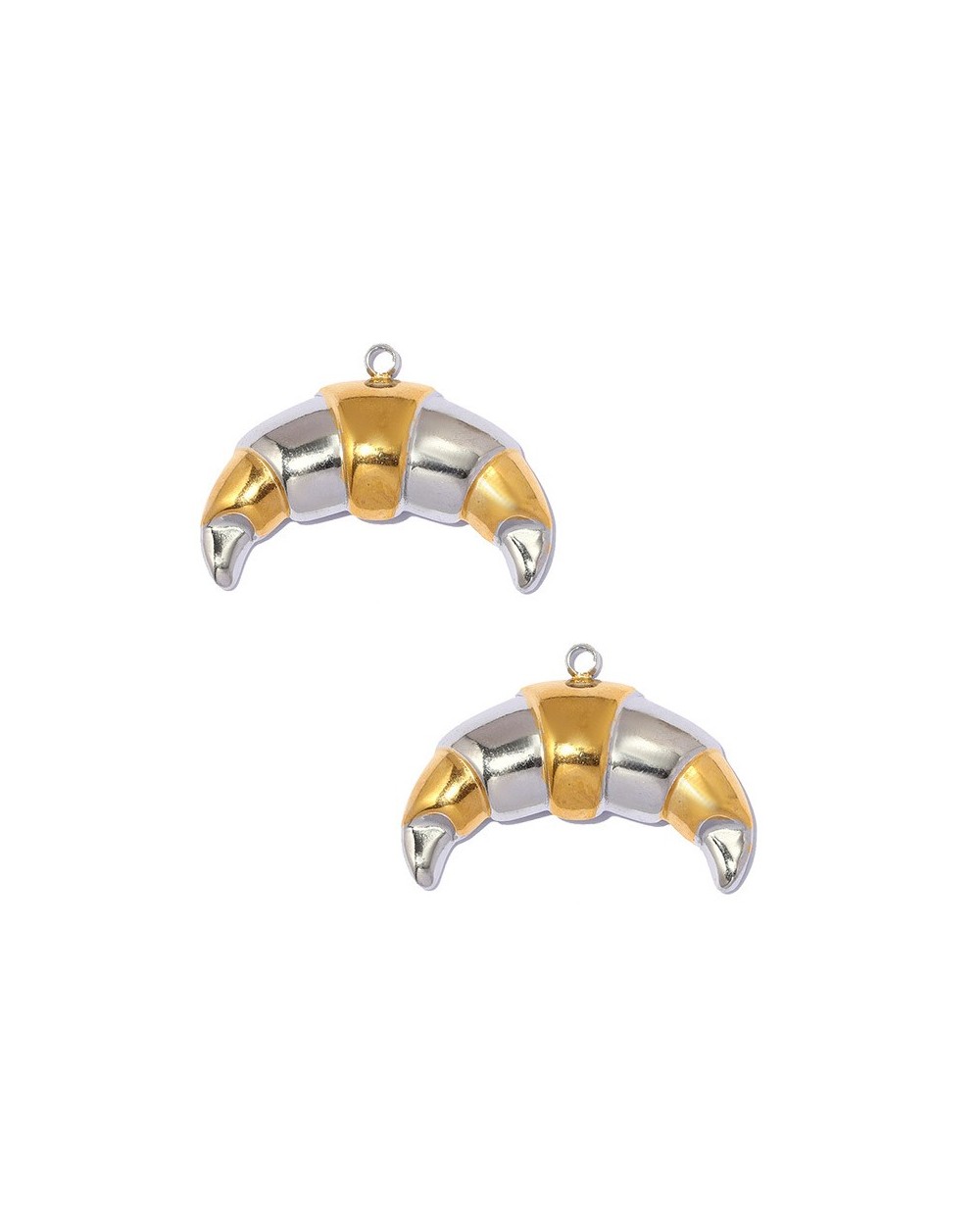 Zawieszka rogal 28x19mm stal nierdzewna złota i srebrna