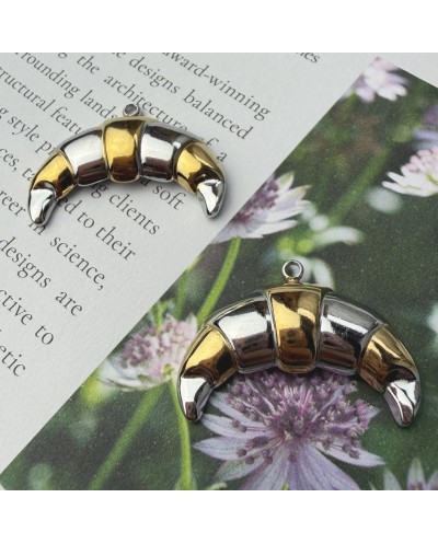 Zawieszka rogal 28x19mm stal nierdzewna złota i srebrna