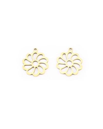 Zawieszka kwiatek 18x15x1mm stal nierdzewna złota