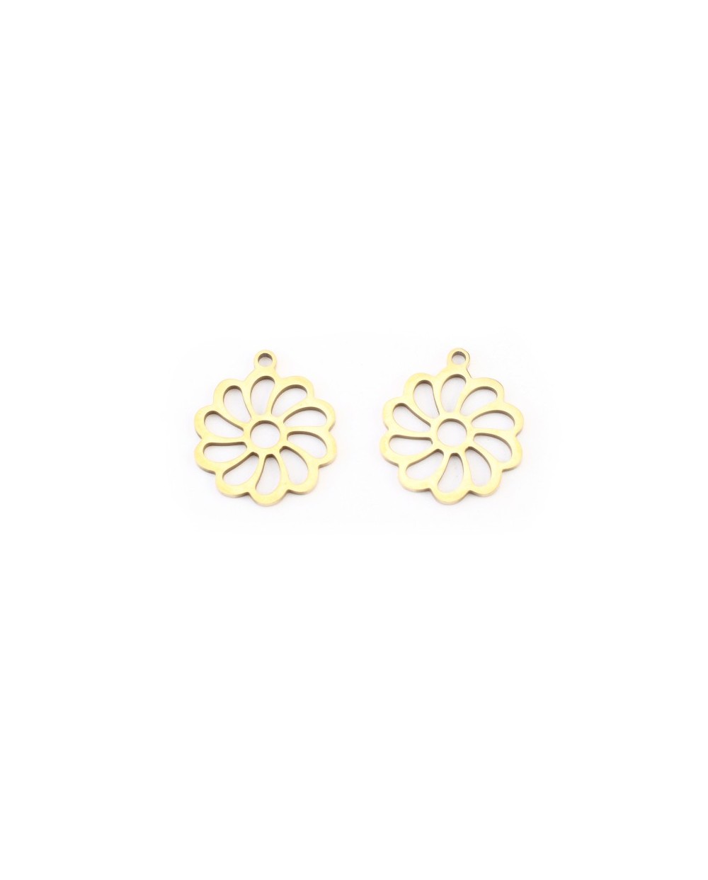 Zawieszka kwiatek 18x15x1mm stal nierdzewna złota