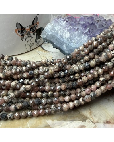 Kamień naturalny Rodonit argentyński kulka fasetowana 3mm mix róż sznurek
