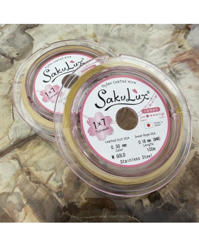 Linka stalowa jubilerska Japońska SakuLux  0,3mm Szpulka 100 metrów medium gold 1x7