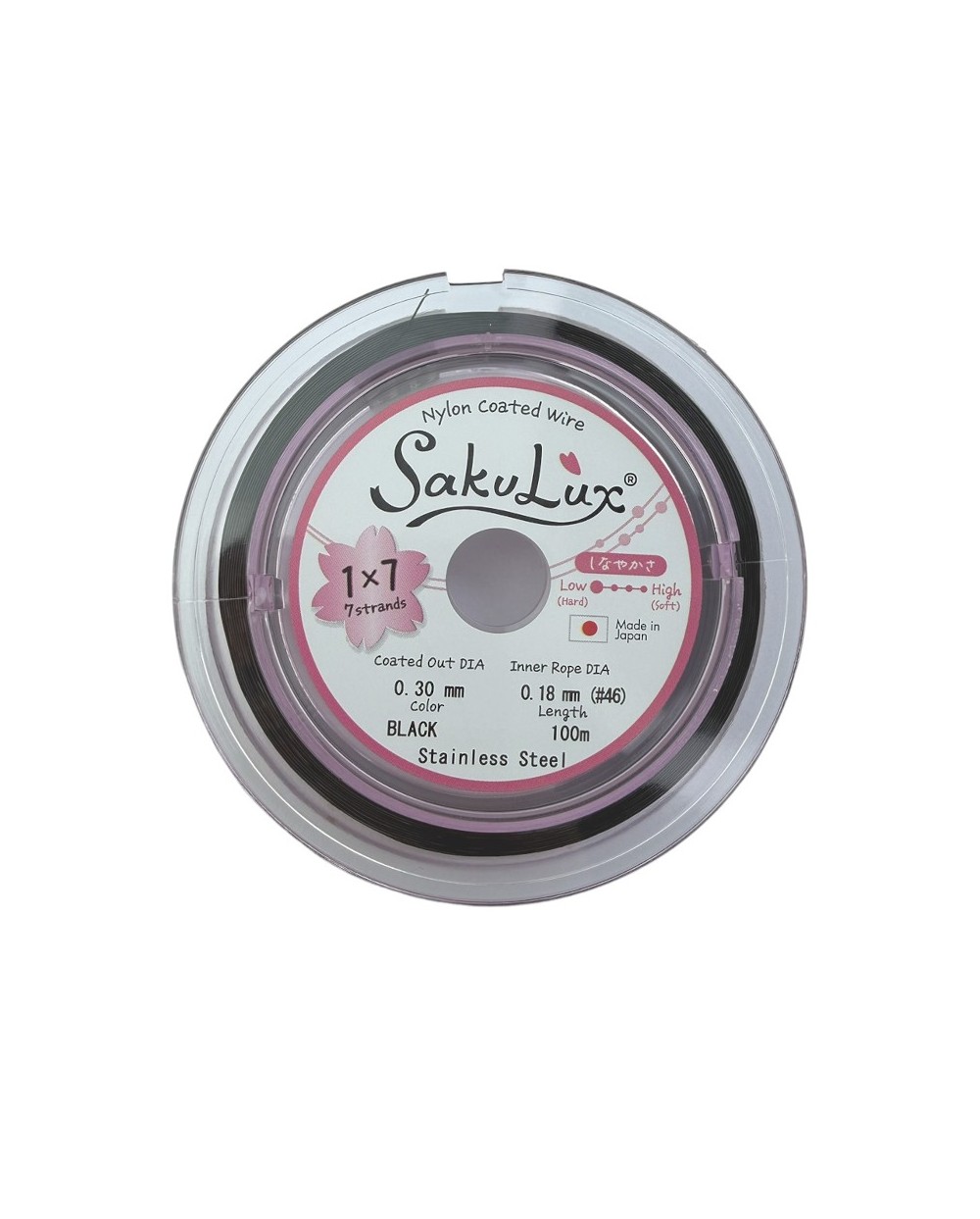 Linka stalowa jubilerska Japońska SakuLux  0,3mm Szpulka 100 metrów black 1x7