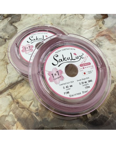 Linka stalowa jubilerska Japońska SakuLux  0,4mm Szpulka 100 metrów pink 1x7