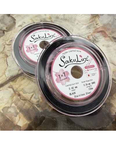 Linka stalowa jubilerska Japońska SakuLux  0,4mm Szpulka 100 metrów black 1x7