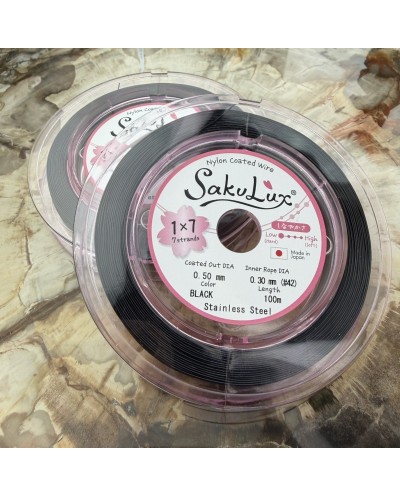 Linka stalowa jubilerska Japońska SakuLux  0,5mm Szpulka 100 metrów black 1x7
