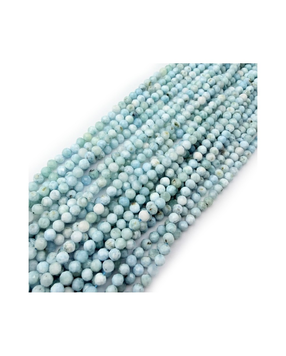 Kamień naturalny Larimar kulka fasetowana ok 4mm sznurek mix