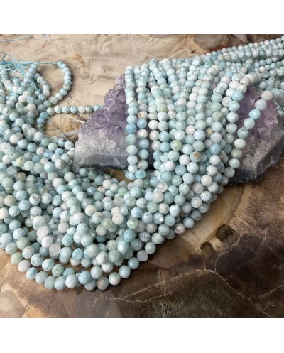 Kamień naturalny Larimar kulka fasetowana ok 4mm sznurek mix