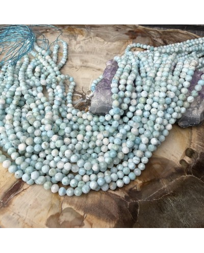 Kamień naturalny Larimar kulka fasetowana ok 4mm sznurek mix