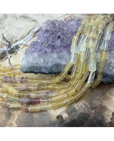 Kamień naturalny Fluoryt słupki nieregularne ok 7x4mm sznurek
