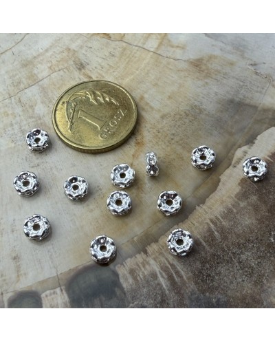 Przekładka z cyrkoniami do koralików 4x2mm mosiądz