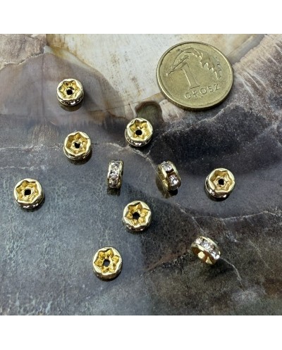 Przekładka do koralików z cyrkoniami 5x2,5mm stal nierdzewna złota
