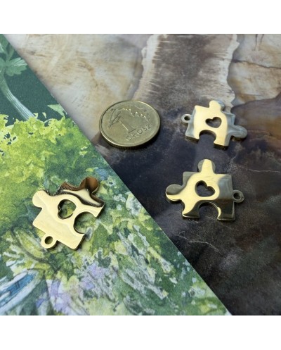 Zawieszka Puzzle 16x14x1mm stal nierdzewna złota