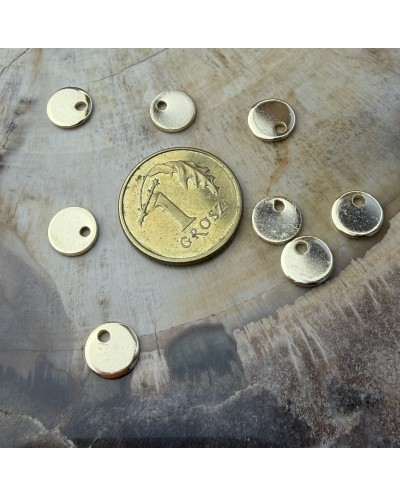 Zawieszka moneta/blaszka 6x0,8mm stal nierdzewna złota